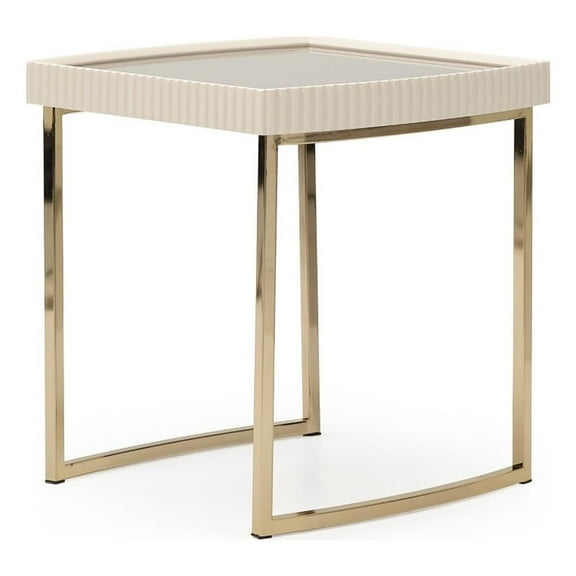 Michael Amini Lisbon Side Table - Silken Matte Cream