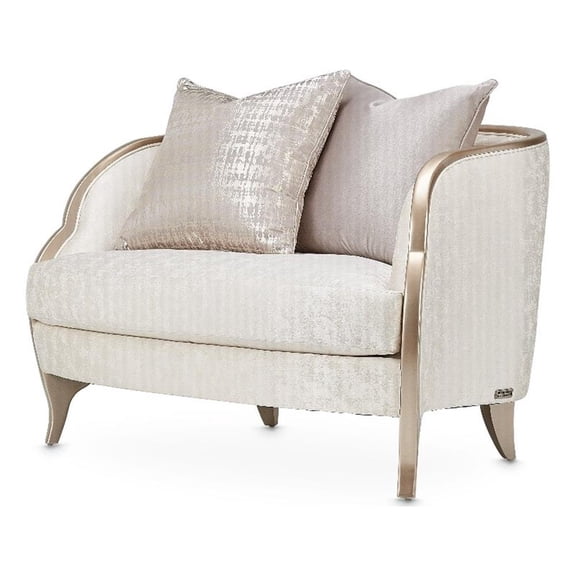 Michael Amini Malibu Crest Chair and Half - Cloud White/Chardonnay