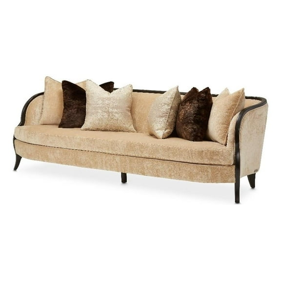 Michael Amini Malibu Crest Chenille Sofa - Honey/Dark Espresso
