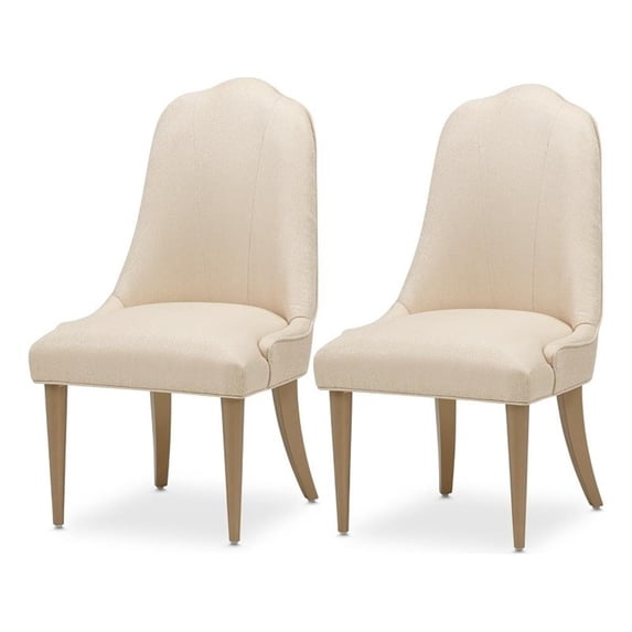 Michael Amini Malibu Crest Dining Side Chair - Set of 2 - Sahara/Burnished Gold