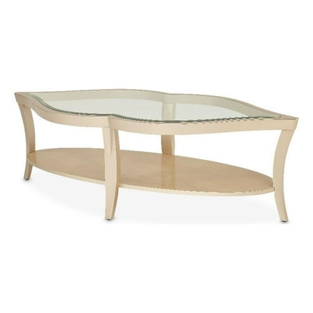 Michael Amini Malibu Crest Glass Cocktail Table - Chardonnay