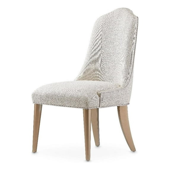 Michael Amini Malibu Crest Side Chair - Set of 2 - Frosted Linen/Chardonnay