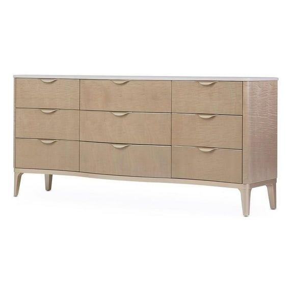 Michael Amini Malibu Crest Wood & Marble Dresser - Blush/Chardonnay