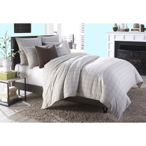 Michael Amini Manchester 8-Piece Cotton & Linen King Duvet Set in Cream