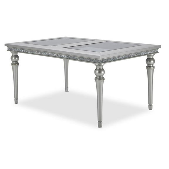 Michael Amini Melrose Plaza Rectangular Vinyl Dining Table in Dove Gray