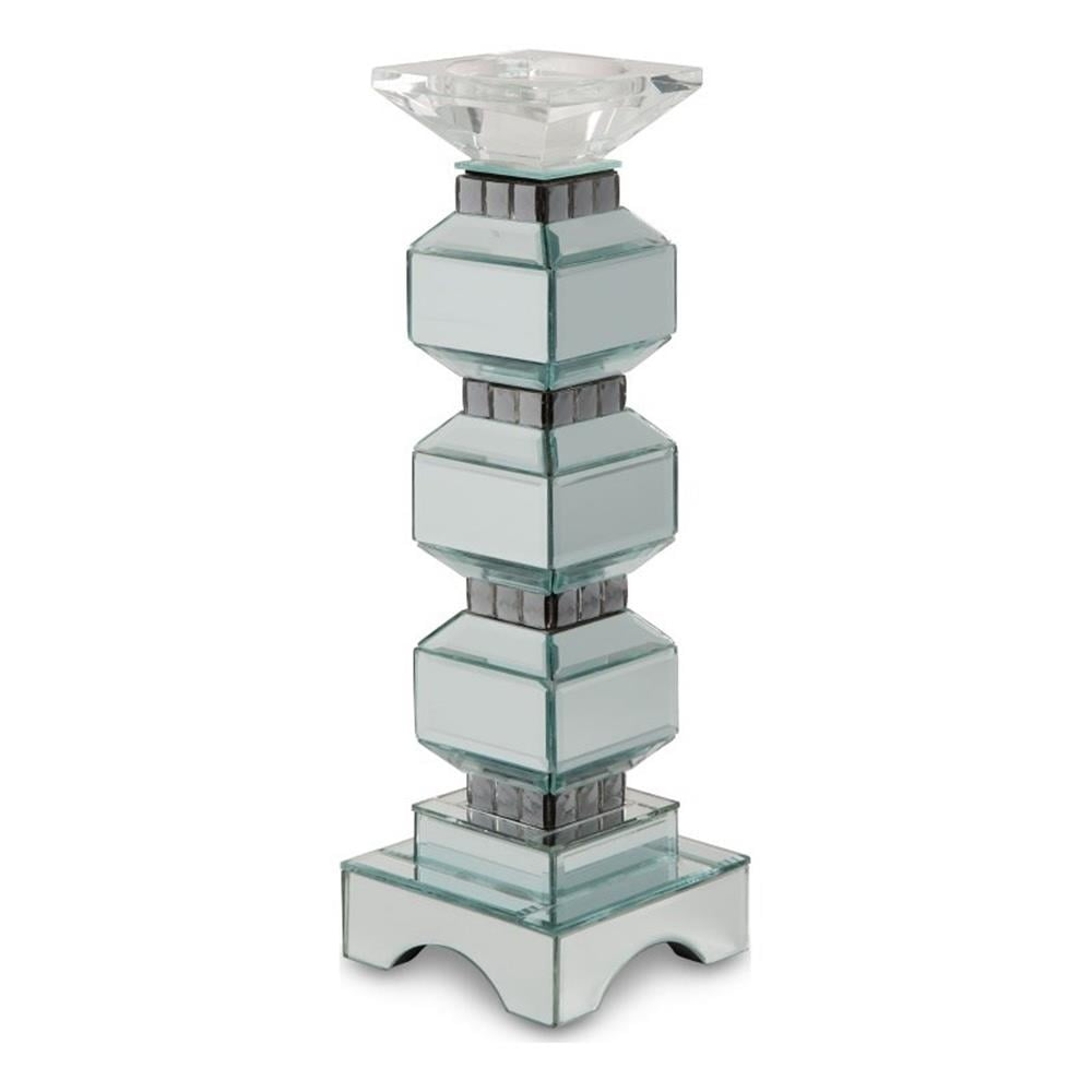 Montreal 15.5'' Ebony Glass Tiered Tabletop Candlestick