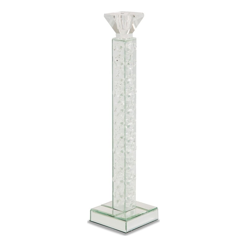 Montreal 17.75'' Mirrored Glass Crystal Candlestick