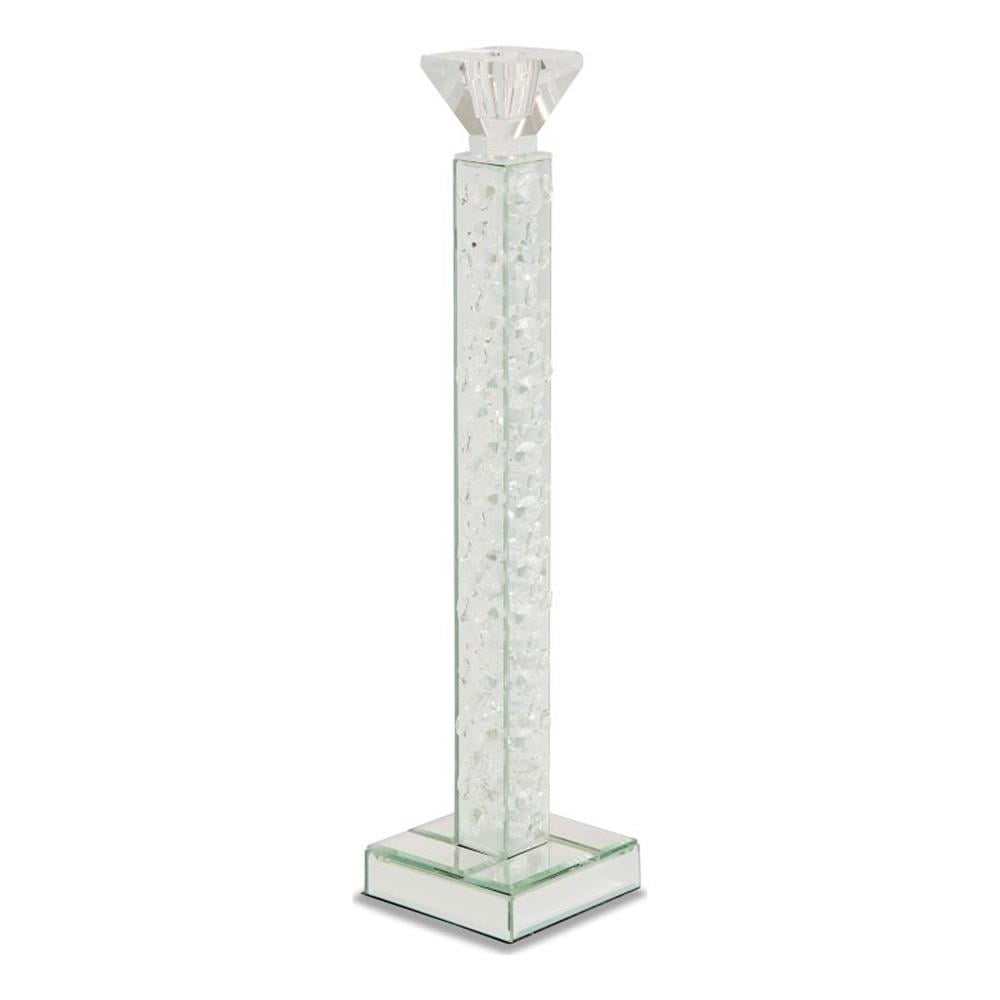Montreal 17.75'' Mirrored Glass Crystal Candlestick