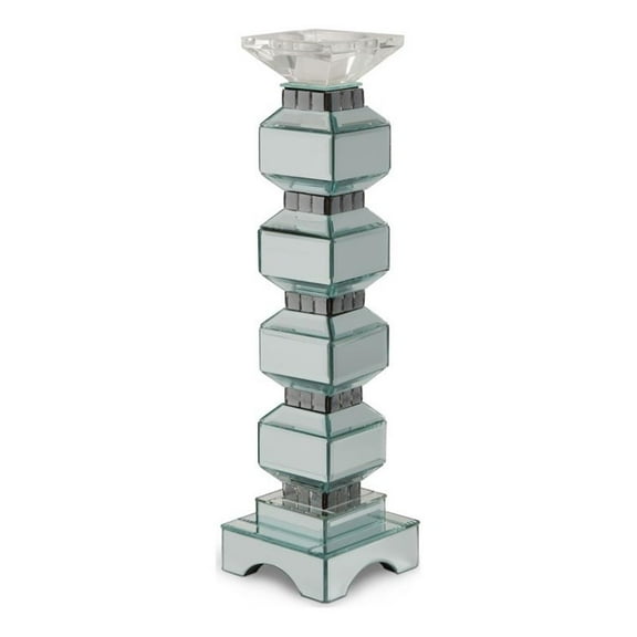 Michael Amini Montreal 18.75" Tiered Mirrored Candle Holder - Set of 2
