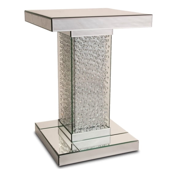Michael Amini Montreal 26" Mirrored Pedestal End Table