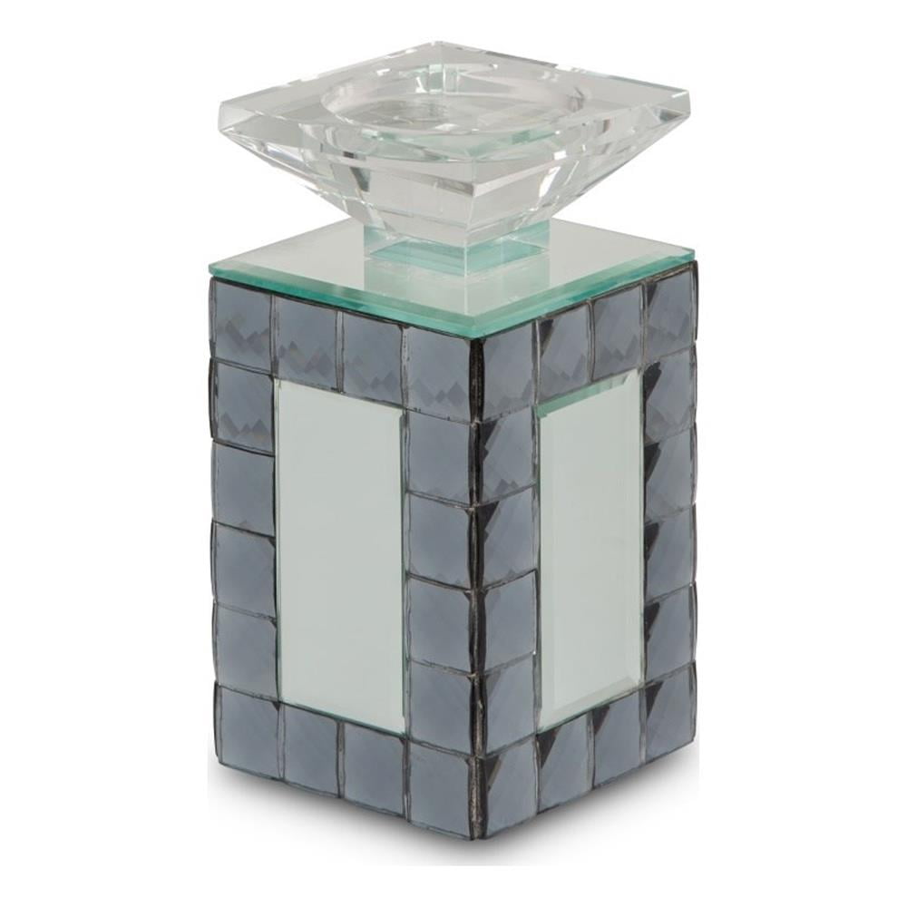Montreal Mirrored 8.25" Contemporary Glass Candle Holder