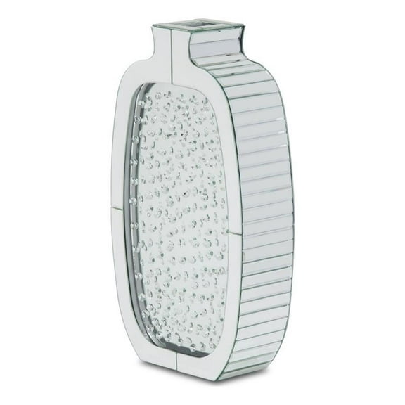 Michael Amini Montreal Mirrored Flower Vase with Crystal Accents