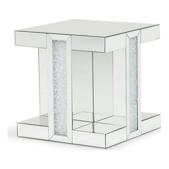 Michael Amini Montreal Mirrored Square End Table
