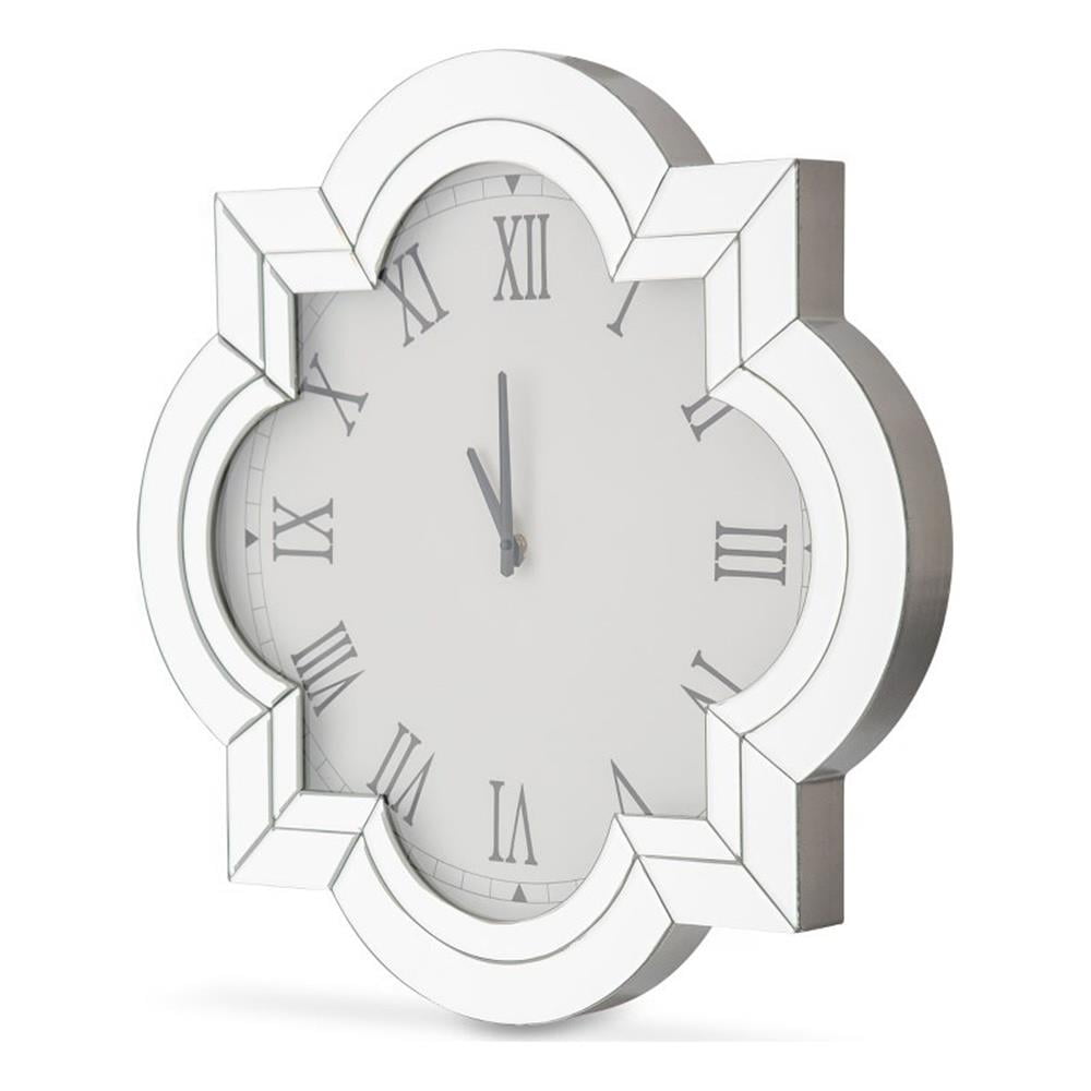 Montreal Mirrored Glass Wall Clock with Roman Numerals