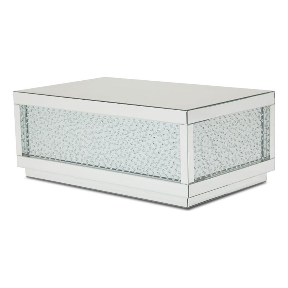 Contemporary Montreal 48" Silver Mirrored Wood Coffee Table