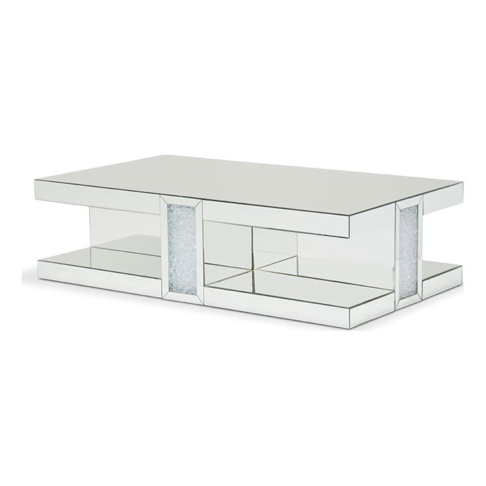 Rectangular Silver Mirrored Glass Coffee Table