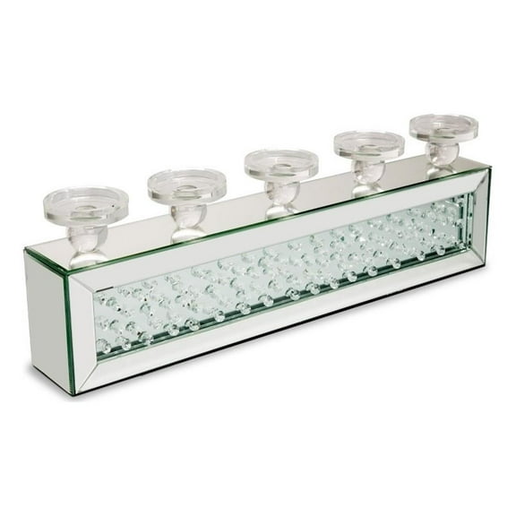 Michael Amini Montreal Rectangular Mirrored Glass Candelabra