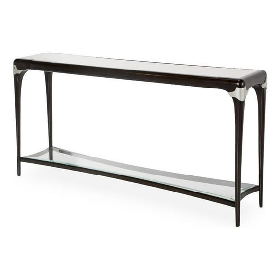 Michael Amini Paris Chic Wood & Marble Console Table in Espresso