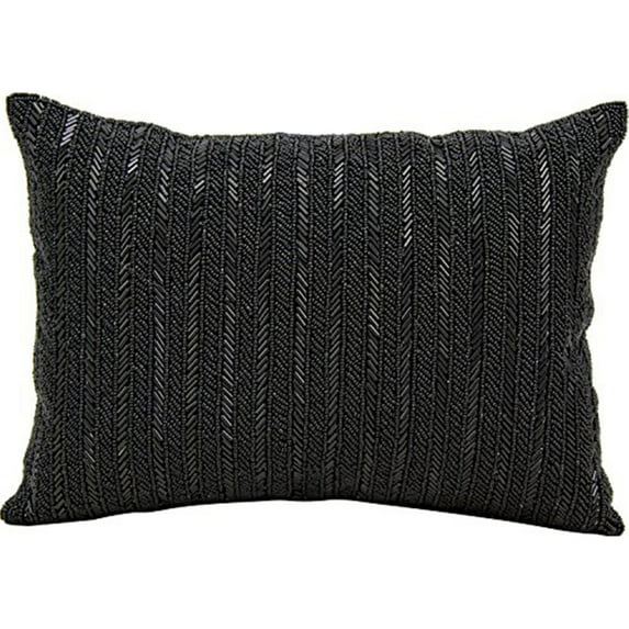 Michael Amini Pillow Black Beaded Stripes Pillow