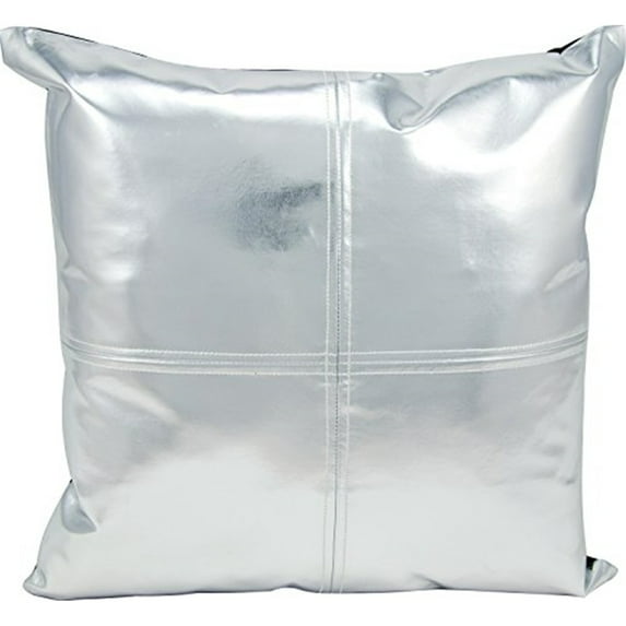 Michael Amini Pillow Silver Metallic Faux Leathe Pillow