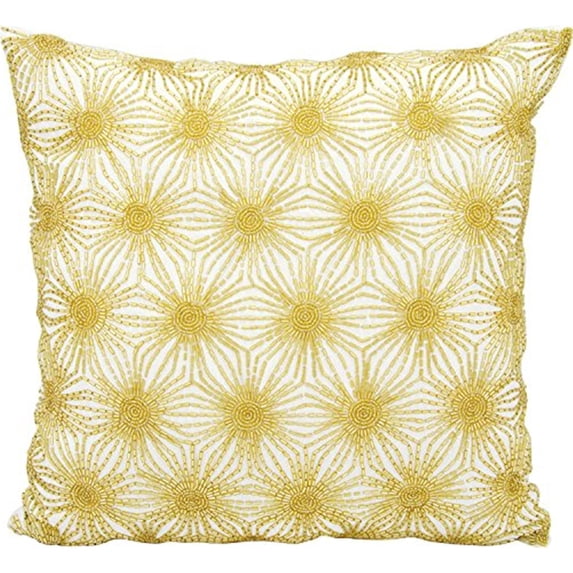 Michael Amini Pillow White Gold Beaded Sun Stars Pillow