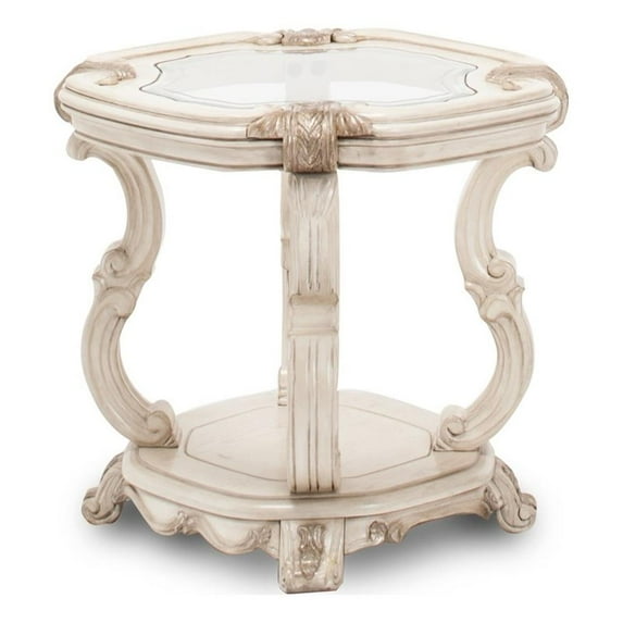 Michael Amini Platine de Royale Traditional Wood End Table - Champagne Ivory