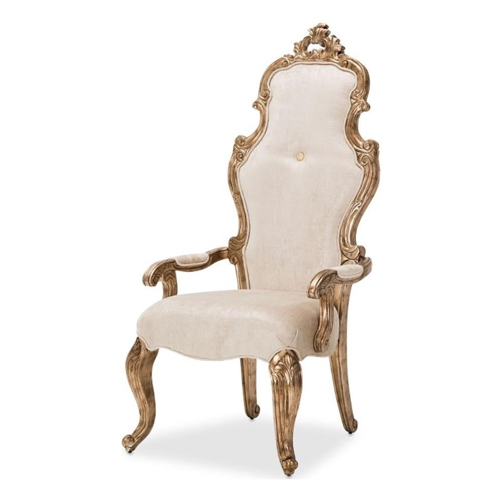 Transitional High Back Task Chair in Beige Leather and Wood
