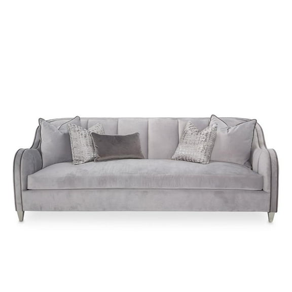 Michael Amini Roxbury Park 94"W Velvet Sofa in Steel Gray/Slate