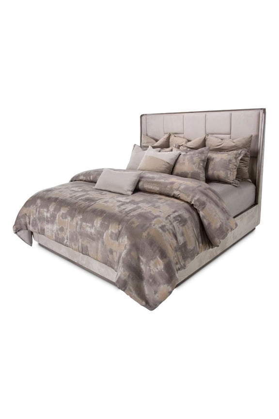 Roxbury Park Cal. King Multi-Panel Velvet Bed in Slate Ash