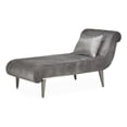 thumbnail image 1 of Michael Amini Roxbury Park Velvet & Stainless Steel Chaise in Gray Pearl, 1 of 14