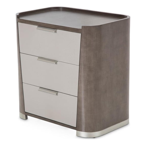 Michael Amini Roxbury Park Wood 3-Drawer Nightstand in Slate Ash