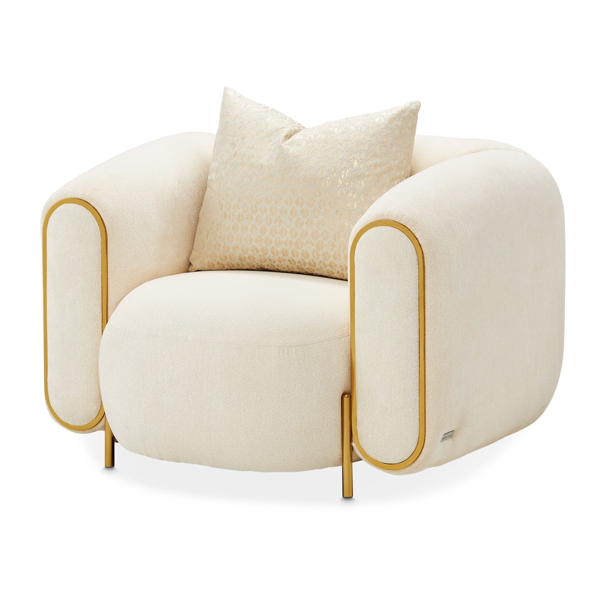 Luxurious Gold and Crepe Chenille Accent Chair with Beech Wood Frame