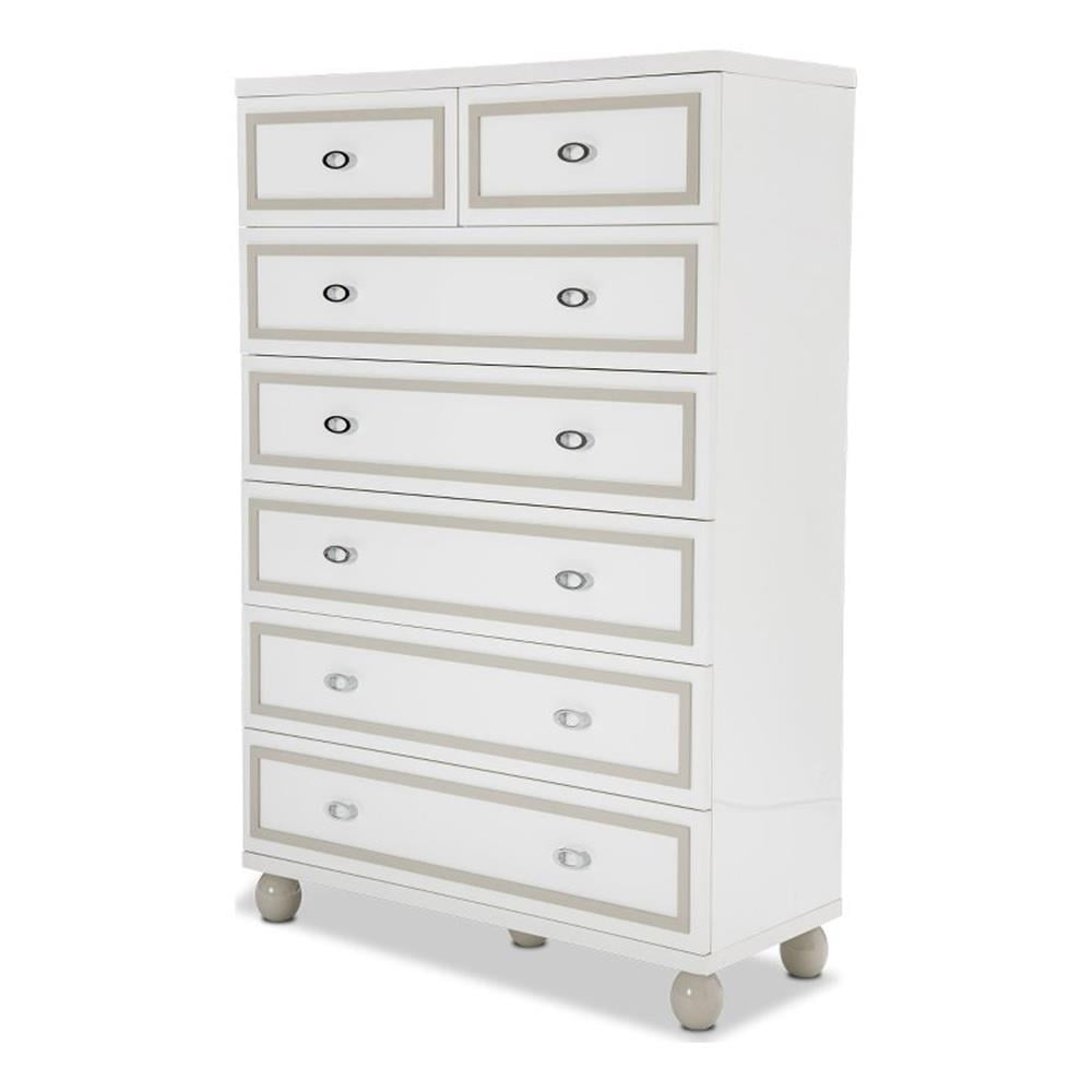 Cloud White 7-Drawer High Gloss Dresser with Soft Close