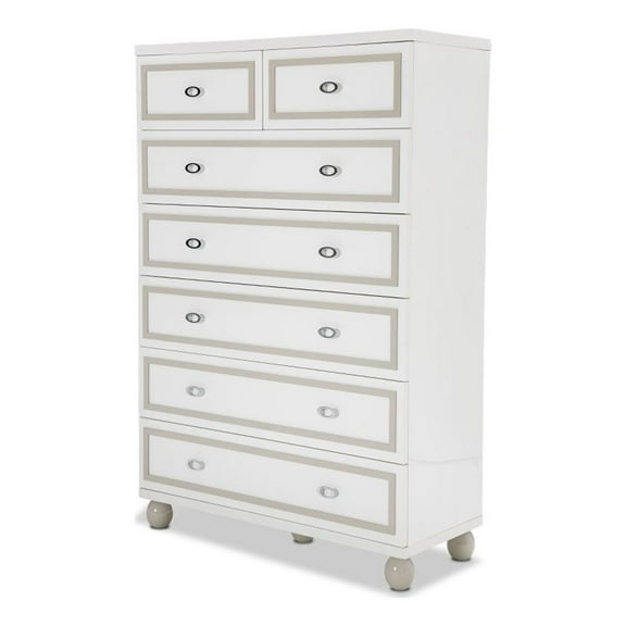 Michael Amini Sky Tower 7 Drawer Chest in Cloud White