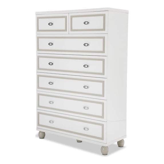 Michael Amini Sky Tower 7 Drawer Chest in Cloud White