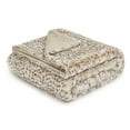 thumbnail image 1 of Michael Amini Snow Leopard 54x72" Plush Faux Fur Fabric Throw in Natural, 1 of 1