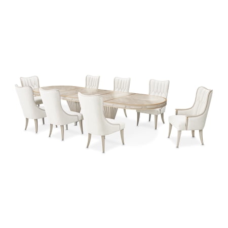 Michael Amini St. Charles 9-Piece Pedestal Dining Room Set - Dove Gray