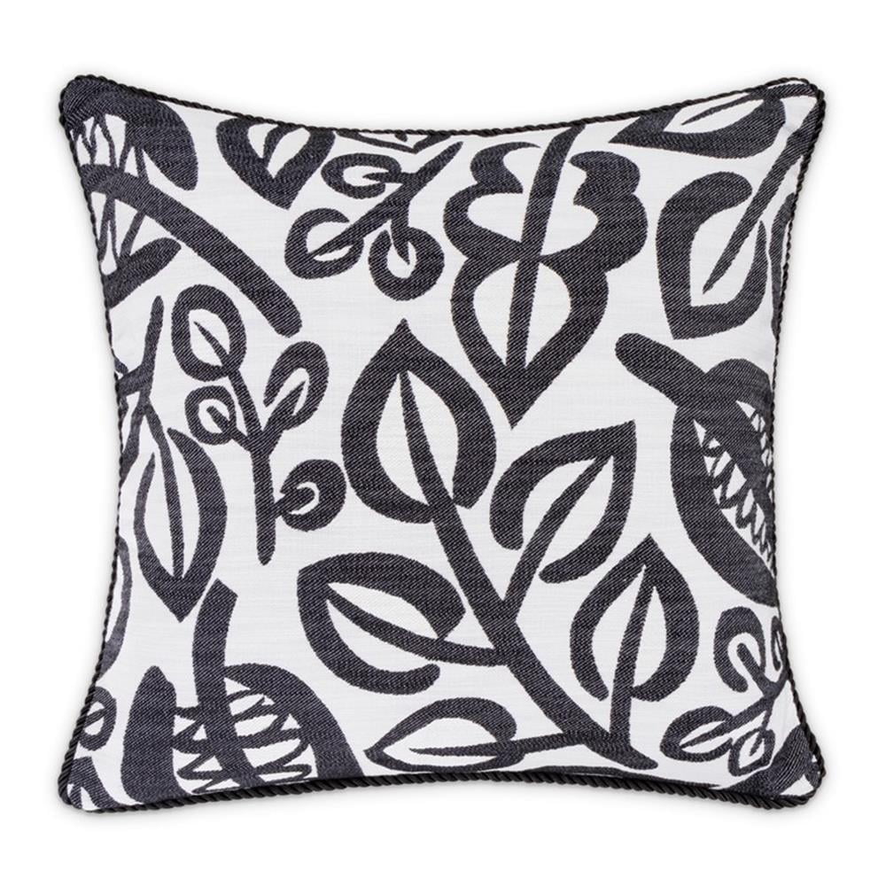Black and White Reversible Botanical Square Throw Pillow Set
