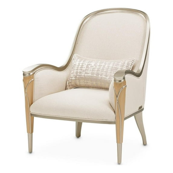 Michael Amini Villa Cherie Accent Chair - Pearl Fabric/Caramel