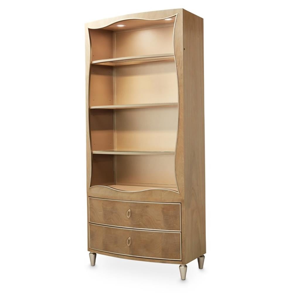 Caramel Mahogany Adjustable Bookcase with LED Lighting