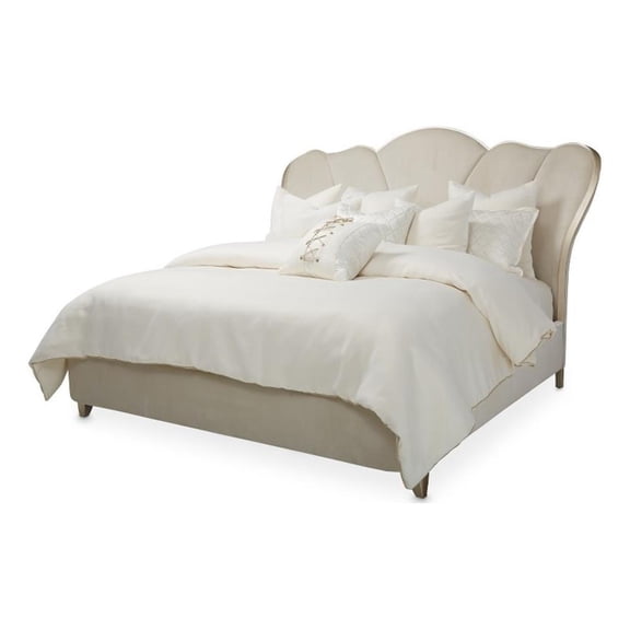 Michael Amini Villa Cherie Cal. King Channel Tufted Velvet Bed - Caramel