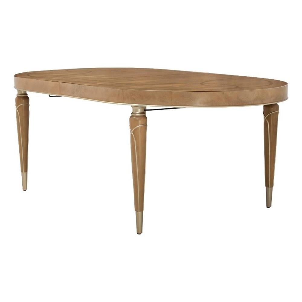 Caramel Mahogany Oval Extendable Dining Table with Chardonnay Accents