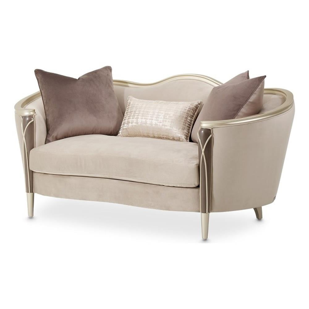 Villa Cherie 71'' Beige Velvet Loveseat with Solid Wood Frame