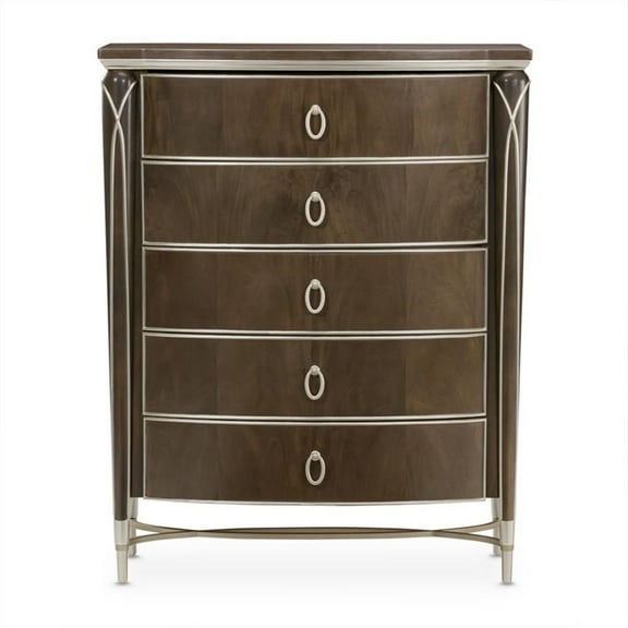 Michael Amini Villa Cherie Wood Highboy Chest in Hazelnut Brown