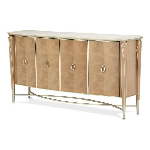 Michael Amini Villa Cherie Wood & Marble Sideboard - Caramel