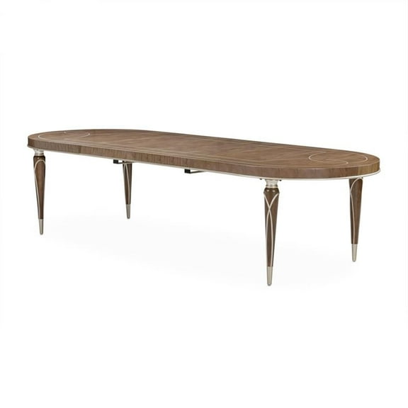 Michael Amini Villa Cherie Wood Oval Dining Table in Hazelnut Brown