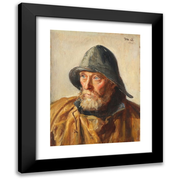 Michael Ancher 12x14 Black Modern Framed Museum Art Print Titled - Portrait of a Fisherman (1913)