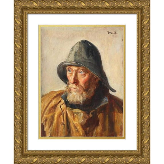 Michael Ancher 15x18 Gold Ornate Wood Frame and Double Matted Museum Art Print Titled - Portrait of a Fisherman (1913)