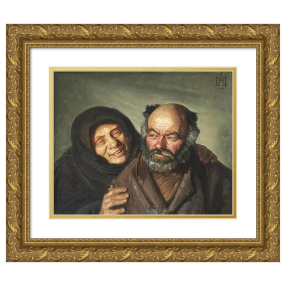 Michael Ancher 17x15 Gold Ornate Wood Frame and Double Matted Museum Art Print Titled - Bonatzi and Happy Elsie (1904)