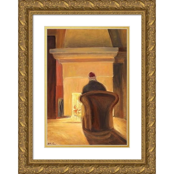 Michael Ancher 18x24 Gold Ornate Framed and Double Matted Museum Art Print Titled - Holger Drachmann by Kaminen, Skagen